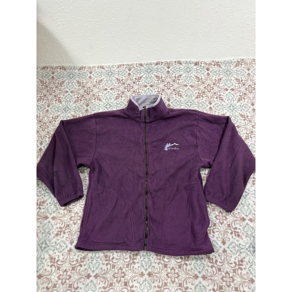 VTG Tipsy Alaska Fleece Jacket Womens Small Purple Full Zip Mountain Souvenir